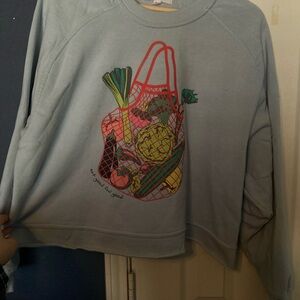 Graphic Print Light Blue Sweater